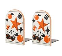 Lucky Stars Dices Cherries Billiard Balls Wood Bookends Book Ends for Shelves Non-Slip Heavy Duty Stand for Books CDs 1 Pair