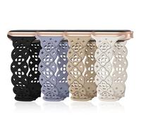 Lucky Stars Lace Silicone Bands Compatible with Apple Watch 38mm 40mm 41mm 42mm 44mm 45mm 49mm for Women, Cute Slim Thin Hollow-out Breathable Wristbands for iWatch Series 9/8/7/6/5/4/3/2/1SE Ultra