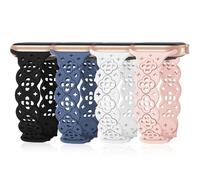 Lucky Stars Lace Silicone Bands Compatible with Apple Watch 38mm 40mm 41mm 42mm 44mm 45mm 49mm for Women, Cute Slim Thin Hollow-out Breathable Wristbands for iWatch Series 9/8/7/6/5/4/3/2/1SE Ultra