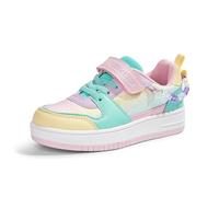 LUCKY STEP Girl's Glitter Sneakers Slip On Hook and Loops Athletic Sparkly Beads Casual Tennis School Party Cute Running Shoes for Children/Girls/Kids (Green/Yellow, 11US-29EU-10UK)