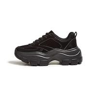 LUCKY STEP Women 90S Chunky Platform Rhinestone Sneakers-Casual Lace-Up Walking Dad Sneakers (Black, 6US-36EU-3UK)
