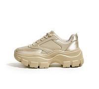LUCKY STEP Women 90S Chunky Platform Rhinestone Sneakers-Casual Lace-Up Walking Dad Sneakers (Rose Gold, 10US-41EU-8UK)