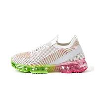 LUCKY STEP Women Air Cushion Fashion Sneakers Breathable Casual Comfortable Lightweight Walking Shoes (White Multi, 9US-39EU-6UK)