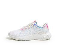 LUCKY STEP Women's Glitter Shoes Sparkly Lightweight Metallic Sequins Tennis Sneakers (White, 11US-42EU-9UK)