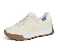 LUCKY STEP Women's Platform Canvas Sneaker Casual Lace-up Stylish Tennis Running Retro Classic Trainers Walking Fashion Sneakers (Beige, 10US-41EU-8UK)