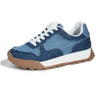 LUCKY STEP Women's Platform Canvas Sneaker Casual Lace-up Stylish Tennis Running Retro Classic Trainers Walking Fashion Sneakers (Denim Blue, 6US-36EU-3UK)