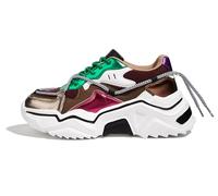 LUCKY STEP Women's Platform Colorful Fashion Sneakers Retro Colorblock Stylish Cute Chunky Dad Walking Shoes (Brown/Multi, 11US-41EU-8UK)