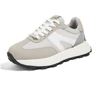 LUCKY STEP Women's Platform Fashion Sneakers Retro Classic Trainers Casual Lace-up Stylish Tennis Running Walking Shoes (Grey/White, 7US-37EU-4UK)