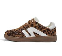 LUCKY STEP Women's Retro Trainers, Casual Lace-Up Shoes,Leopard,10US-41-8UK
