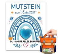 Lucky Stones, Lucky Amulet, Lucky Stones for the First Day of Cole - Set "Mood Stone" for Children with Backpack Case and Gift Card (Blue)