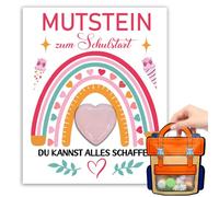 Lucky Stones, Lucky Amulet, Lucky Stones for the First Day of Cole - Set "Mood Stone" for Children with Backpack Case and Gift Card (Pink)