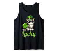 Lucky Tabby Cat St Patricks Day Leprechaun Tank Top