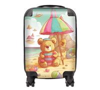 Warren Reed - Designer Lucky Teddy Bear On A Beach Holiday Suitcase Small, Multi