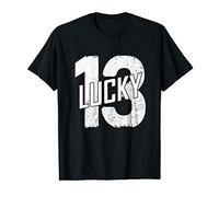 Lucky Thirteen Distressed In White Lucky Number 13 T-Shirt