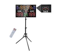 LUCKY TIME Electronic Basketball Scoreboard with Buzzer, Digital Scoreboard with Remote,Portable Score Keeper Battery Powered Score Board for Sports Games(15digits Pro-Tripod-Battery)