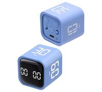 LUCKY TIME Flip Gravity Sensor Cube Timer, Countdown & Countup, Mute, Vibrates and Sound, 5/10/30/60 Minutes & Custom Timing, Perfect for ADHD, Work, Learning, Kitchen, Blue