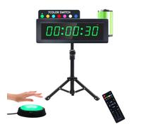 LUCKY TIME Gym Timer, Battery Powered Interval Timer with 7-Colour LED Display, Remote Control & Button & Stand, HIIT TABATA EMOM, Countdown/Up Stopwatch,Wall Mount or Tabletop for Home Gym Garage