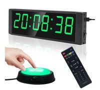 LUCKY TIME Gym Timer Clock with Remote Control and Start/Stop Button, LED Digital Display Fitness Timer, Countdown/Stopwatch, 12/24H Interval Timer for Home Gym Workout