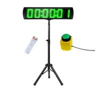 LUCKY TIME Race Clock with Tripod, 5-Inch Large Display Race Timer with Remote& External Button,LED Digital Display with Counter Function can up to 999999 for Gym, Track,Race,Outdoor Sports（Green）