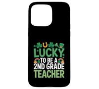 Lucky to Be a 2nd Grade Teacher St Patrick's Day Shamrock Case for iPhone 15 Pro Max
