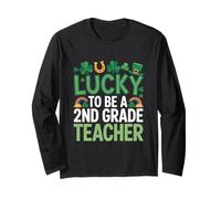 Lucky to Be a 2nd Grade Teacher St Patrick's Day Shamrock Long Sleeve T-Shirt