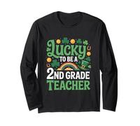 Lucky to Be a 2nd Grade Teacher St Patrick's Day Shamrock Long Sleeve T-Shirt