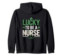 Lucky To Be A Nurse St Patricks Day Shamrock Pride Zip Hoodie
