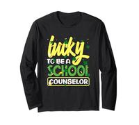 Lucky to Be A School Counselor Joyful Shamrock Spirit Long Sleeve T-Shirt