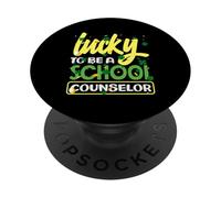 Lucky To Be A School Counselor Joyful Shamrock Spirit PopSockets Adhesive PopGrip