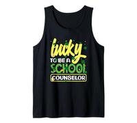 Lucky to Be A School Counselor Joyful Shamrock Spirit Tank Top