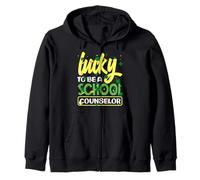 Lucky To Be A School Counselor Joyful Shamrock Spirit Zip Hoodie
