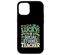 Lucky to Be a Social Studies Teacher St Patrick’s Shamrock Case for iPhone 12/12 Pro