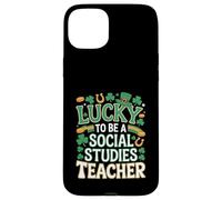 Lucky to Be a Social Studies Teacher St Patrick’s Shamrock Case for iPhone 15 Plus