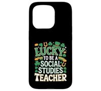 Lucky to Be a Social Studies Teacher St Patrick’s Shamrock Case for iPhone 15 Pro