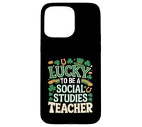 Lucky to Be a Social Studies Teacher St Patrick’s Shamrock Case for iPhone 15 Pro Max