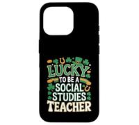 Lucky to Be a Social Studies Teacher St Patrick’s Shamrock Case for iPhone 16 Pro