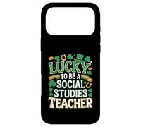 Lucky to Be a Social Studies Teacher St Patrick’s Shamrock Case for iPhone 17 Pro Max