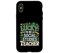 Lucky to Be a Social Studies Teacher St Patrick’s Shamrock Case for iPhone X/XS
