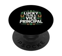 Lucky to Be a Vice Principal St Patrick’s Day Shamrock PopSockets Adhesive PopGrip