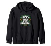 Lucky to Be a Vice Principal St Patrick’s Day Shamrock Zip Hoodie