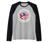 Lucky To Be Cuban Proud To Be American Cuba USA Flag Graphic Raglan Baseball Tee