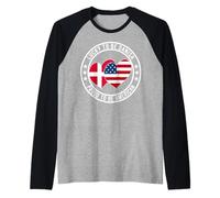 Lucky to Be Danish Proud to Be American Cool Denmark US Flag Raglan Baseball Tee