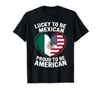 Lucky to Be Mexican Proud American Flag Heart Value Graphic T-Shirt, Men, Black, L