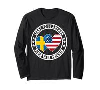 Lucky to Be Swedish Proud to Be American Cool Sweden US Flag Long Sleeve T-Shirt