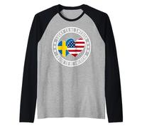 Lucky to Be Swedish Proud to Be American Cool Sweden US Flag Raglan Baseball Tee