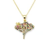 Lucky Tree Pendant & Locket With Multi Stone Made In Gold Plated Brass 26X25Mm Luck Jewelry Tree Of Life Charm Necklace With 18 Inch Chain Cable|LK_CHN_0140