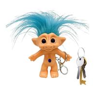 Lucky Troll Keyrings, Troll Doll Key Ring, Troll Doll Figurine with Crazy Colorful Hair, Good Luck Troll Dolls Key Holder, Troll Keychain Doll, Retractable Keychain, Cartoon Character Key Ring(blue)