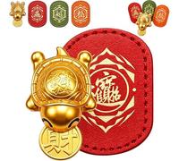Lucky Turtle Wallet Charm Gold Coin Purse Bag Feng Shui Gift, Miniature Golden Tortoise Coin Biting Design, Compact Wallet Fit Purse Ornament for Good Luck，Red：8