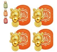 Lucky Turtle Wallet Charm Gold Coin Purse Bag, Handcrafted Brass Keepsake (4PCS Orange)