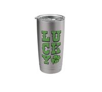 Lucky Vertical with Green Clover Shamrock Funny Holiday Stainless Steel Insulated Tumbler